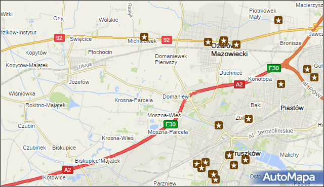 mapa Domaniew gmina Brwinów, Domaniew gmina Brwinów na mapie Targeo