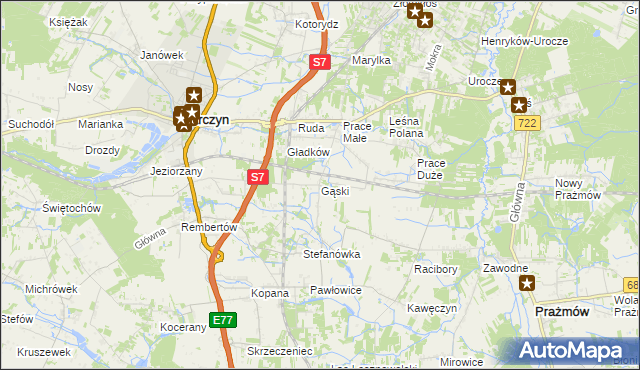 mapa Gąski gmina Tarczyn, Gąski gmina Tarczyn na mapie Targeo