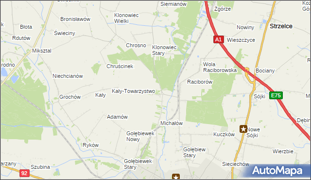 mapa Głogowiec gmina Kutno, Głogowiec gmina Kutno na mapie Targeo