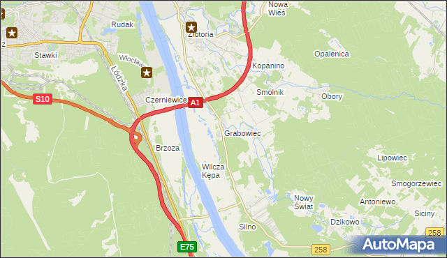 mapa Grabowiec gmina Lubicz, Grabowiec gmina Lubicz na mapie Targeo