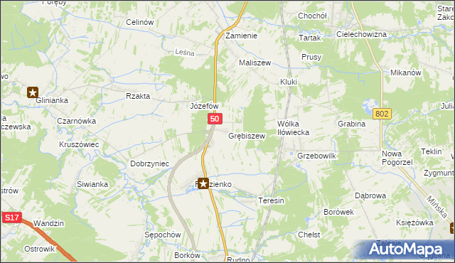 mapa Grębiszew, Grębiszew na mapie Targeo