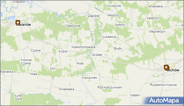 mapa Gródek gmina Baranów, Gródek gmina Baranów na mapie Targeo