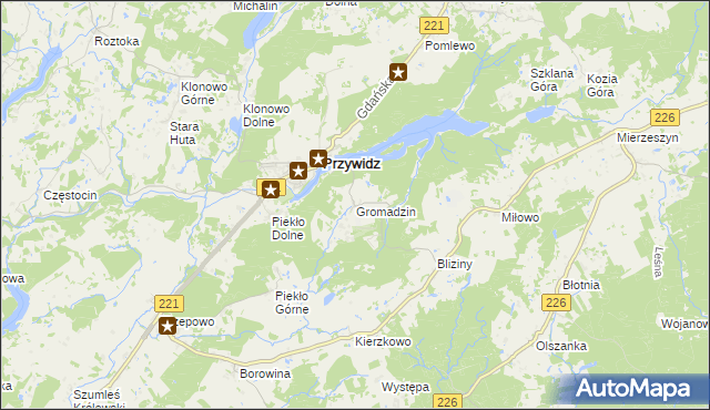 mapa Gromadzin gmina Przywidz, Gromadzin gmina Przywidz na mapie Targeo
