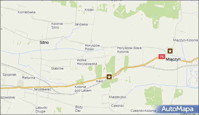 mapa Horyszów-Nowa Kolonia, Horyszów-Nowa Kolonia na mapie Targeo