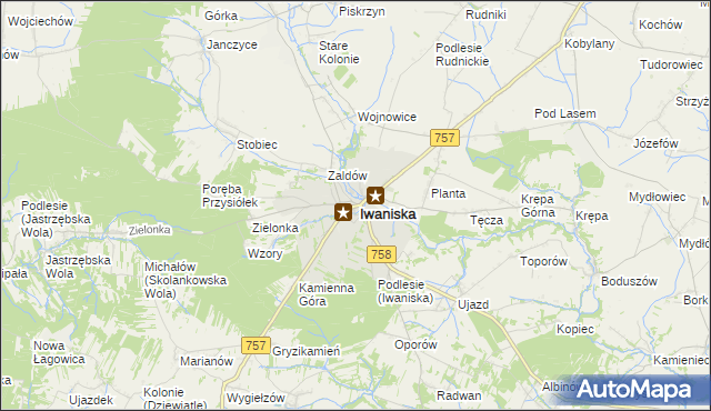 mapa Iwaniska, Iwaniska na mapie Targeo