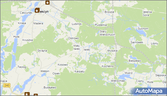 mapa Iwiec, Iwiec na mapie Targeo