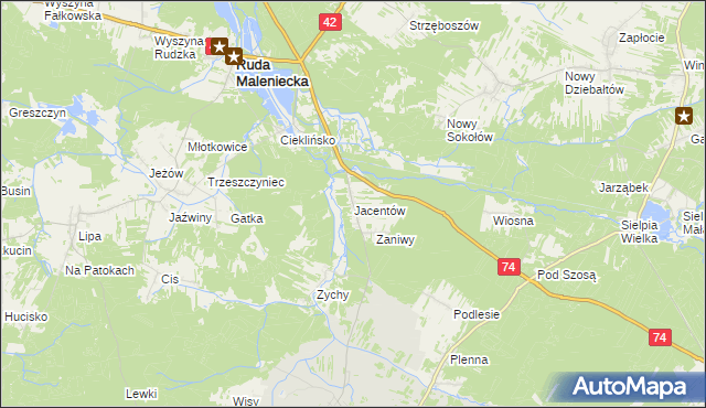 mapa Jacentów, Jacentów na mapie Targeo