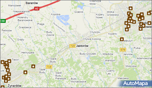 mapa Jaktorów, Jaktorów na mapie Targeo