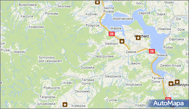 mapa Jaszczurowa gmina Mucharz, Jaszczurowa gmina Mucharz na mapie Targeo