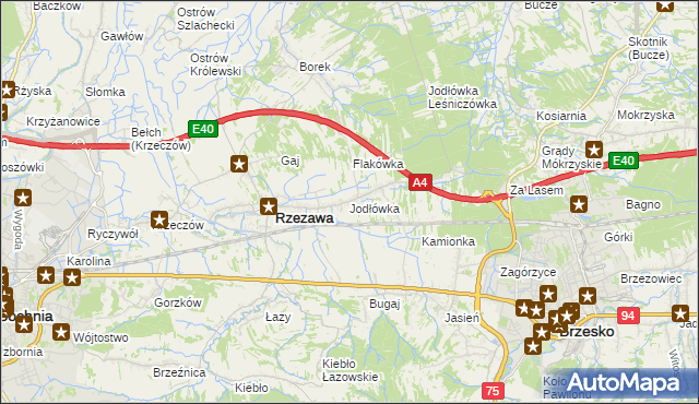 mapa Jodłówka gmina Rzezawa, Jodłówka gmina Rzezawa na mapie Targeo