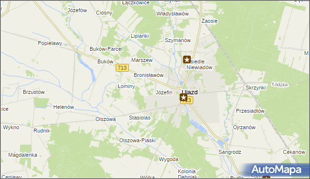 mapa Józefin gmina Ujazd, Józefin gmina Ujazd na mapie Targeo