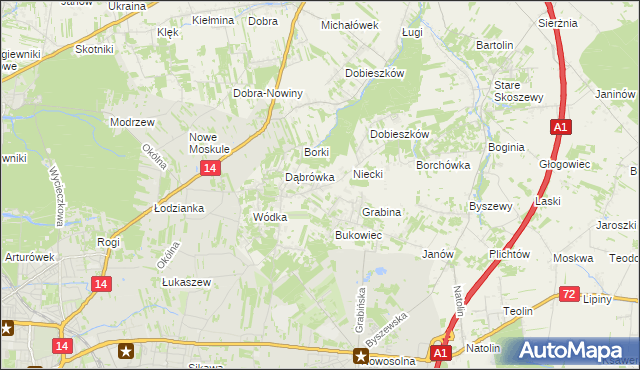 mapa Kalonka gmina Nowosolna, Kalonka gmina Nowosolna na mapie Targeo