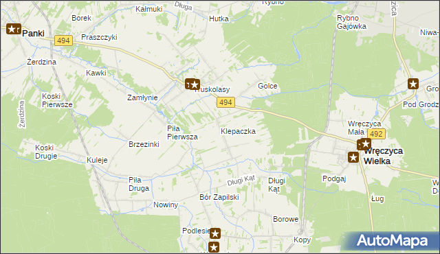 mapa Klepaczka gmina Wręczyca Wielka, Klepaczka gmina Wręczyca Wielka na mapie Targeo