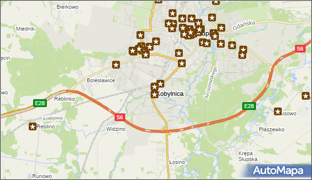 mapa Kobylnica powiat słupski, Kobylnica powiat słupski na mapie Targeo