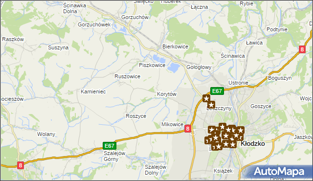 mapa Korytów gmina Kłodzko, Korytów gmina Kłodzko na mapie Targeo