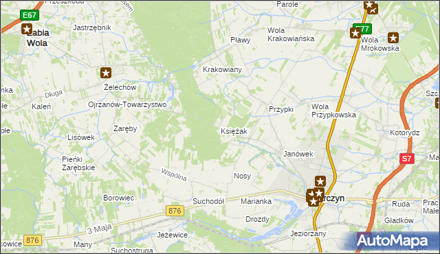 mapa Księżak, Księżak na mapie Targeo