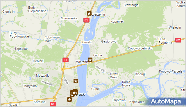 mapa Łacha gmina Serock, Łacha gmina Serock na mapie Targeo