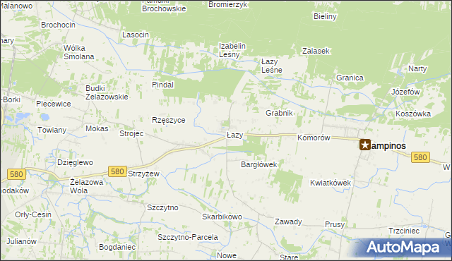 mapa Łazy gmina Kampinos, Łazy gmina Kampinos na mapie Targeo