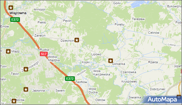 mapa Lipowo gmina Wiązowna, Lipowo gmina Wiązowna na mapie Targeo