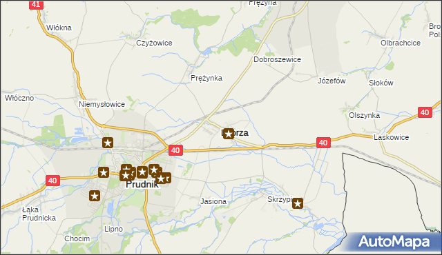 mapa Lubrza powiat prudnicki, Lubrza powiat prudnicki na mapie Targeo