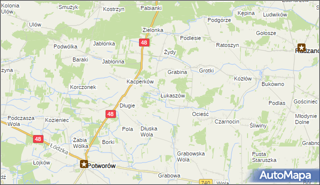 mapa Łukaszów gmina Radzanów, Łukaszów gmina Radzanów na mapie Targeo
