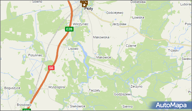 mapa Makowice gmina Płoty, Makowice gmina Płoty na mapie Targeo
