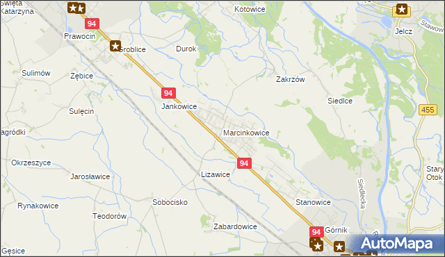 mapa Marcinkowice gmina Oława, Marcinkowice gmina Oława na mapie Targeo