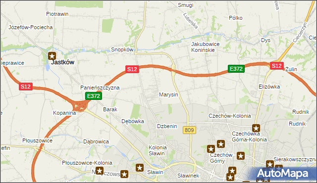mapa Marysin gmina Jastków, Marysin gmina Jastków na mapie Targeo