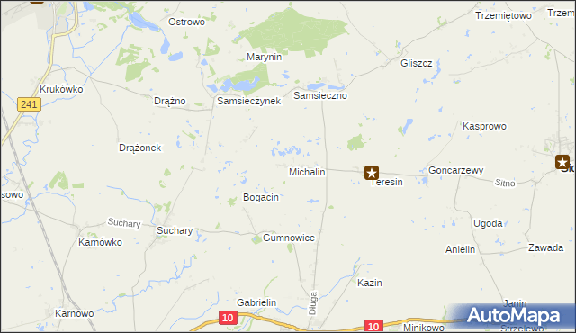 mapa Michalin gmina Nakło nad Notecią, Michalin gmina Nakło nad Notecią na mapie Targeo