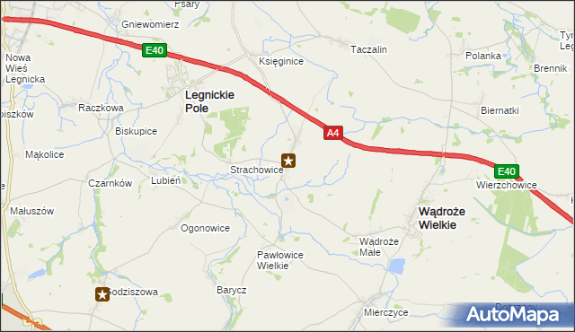 mapa Mikołajowice gmina Legnickie Pole, Mikołajowice gmina Legnickie Pole na mapie Targeo