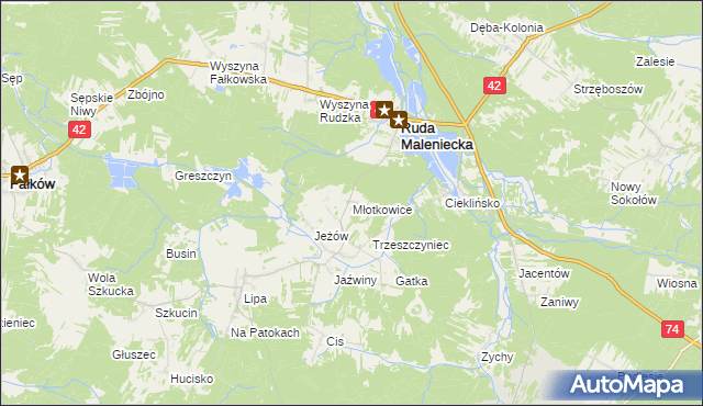 mapa Młotkowice, Młotkowice na mapie Targeo