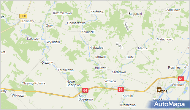 mapa Mrówki gmina Wizna, Mrówki gmina Wizna na mapie Targeo