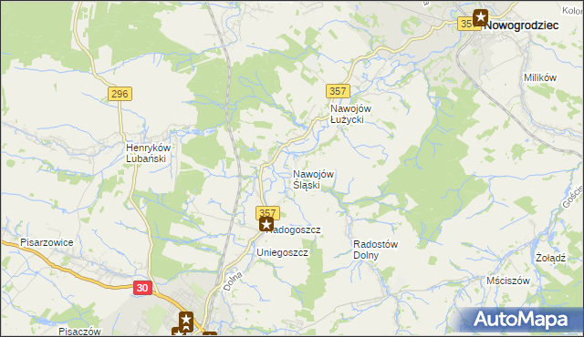 mapa Nawojów Śląski, Nawojów Śląski na mapie Targeo