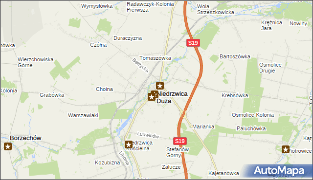 mapa Niedrzwica Duża, Niedrzwica Duża na mapie Targeo