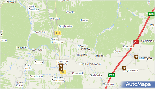 mapa Nowy Broniszew, Nowy Broniszew na mapie Targeo