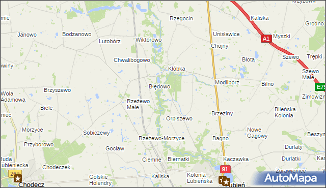 mapa Nowy Młyn gmina Lubień Kujawski, Nowy Młyn gmina Lubień Kujawski na mapie Targeo