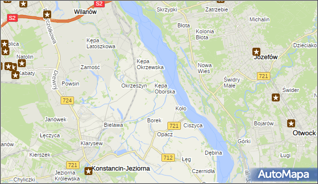 mapa Obórki gmina Konstancin-Jeziorna, Obórki gmina Konstancin-Jeziorna na mapie Targeo