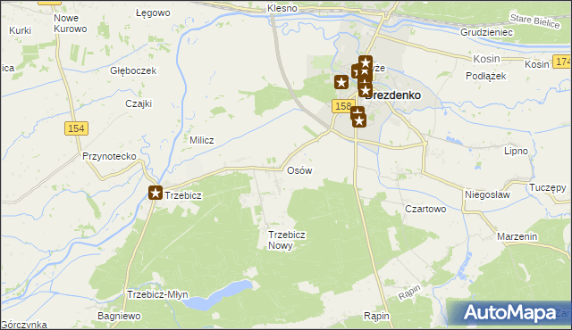 mapa Osów gmina Drezdenko, Osów gmina Drezdenko na mapie Targeo