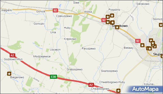 mapa Paruszewo, Paruszewo na mapie Targeo