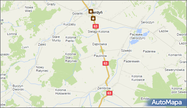 mapa Paulinów gmina Sterdyń, Paulinów gmina Sterdyń na mapie Targeo