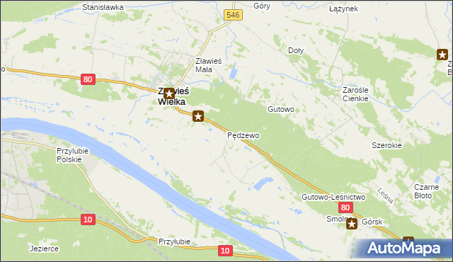 mapa Pędzewo, Pędzewo na mapie Targeo