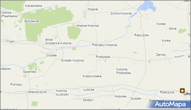 mapa Podlodów gmina Łaszczów, Podlodów gmina Łaszczów na mapie Targeo