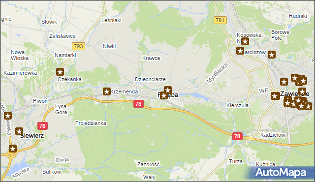 mapa Poręba powiat zawierciański, Poręba powiat zawierciański na mapie Targeo