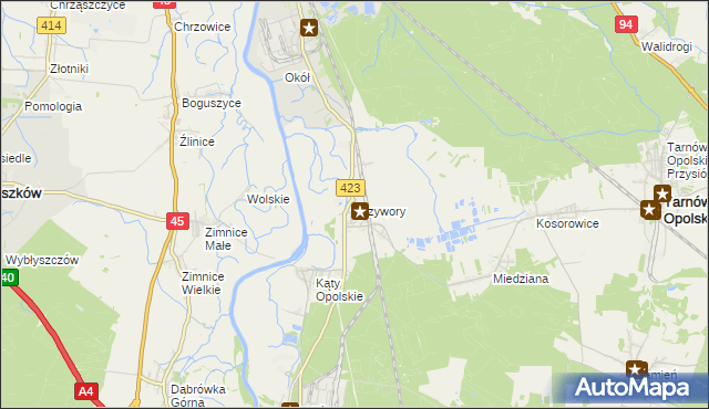 mapa Przywory gmina Tarnów Opolski, Przywory gmina Tarnów Opolski na mapie Targeo