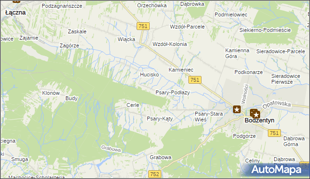 mapa Psary-Podłazy, Psary-Podłazy na mapie Targeo