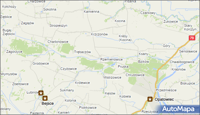 mapa Rzemienowice, Rzemienowice na mapie Targeo