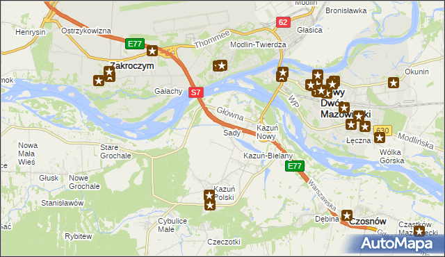 mapa Sady gmina Czosnów, Sady gmina Czosnów na mapie Targeo