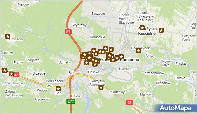 mapa Skarżysko-Kamienna, Skarżysko-Kamienna na mapie Targeo