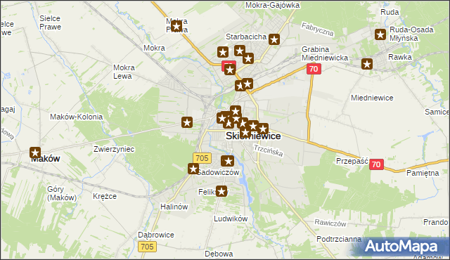 mapa Skierniewic, Skierniewice na mapie Targeo