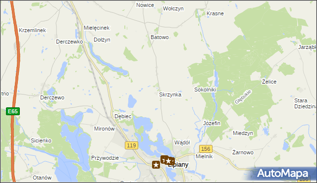 mapa Skrzynka gmina Lipiany, Skrzynka gmina Lipiany na mapie Targeo